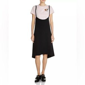 MAJE Rabana Knit Pinafore Plunge Scoop Neck Jumper Adjustable Dress High Low Hem